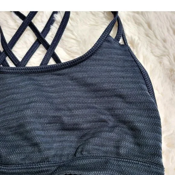 Athleta Black Strappy Sports Bra with Geometric Back - Picture 2 of 8